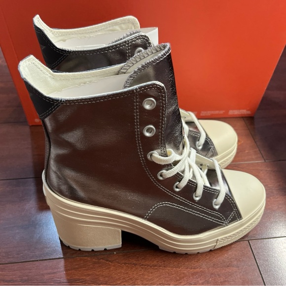Womens 9 Converse Chuck 70 De Luxe Heel Hi Top Metallic Gunmetal New NO BOX - Picture 6 of 16